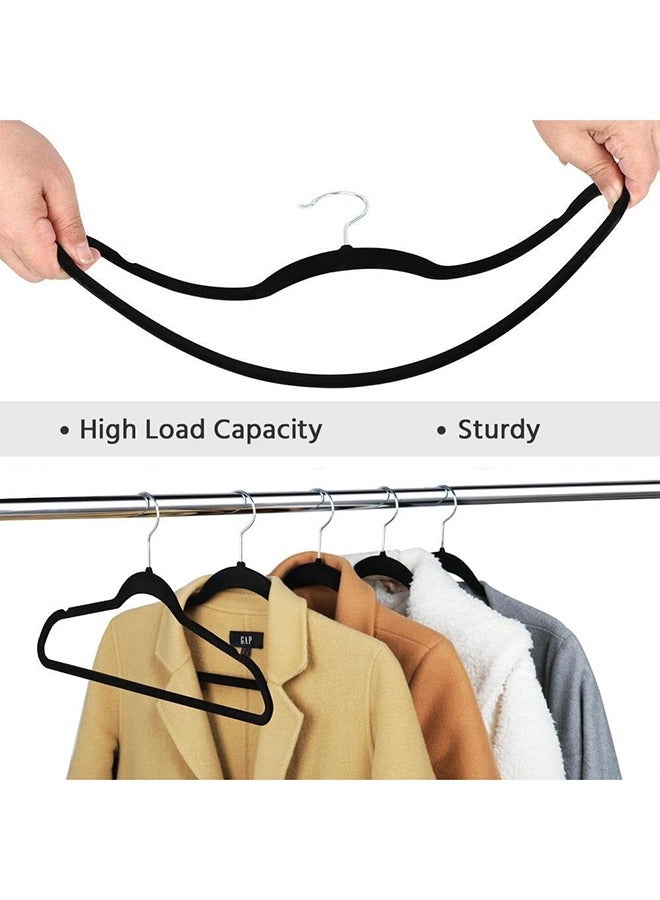 رولستيمي 100 قطعة المخملية عدم الانزلاق 360 درجة قطب الشماعات مجموعة الأسود - Image 5