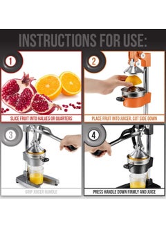 Kitchen Cast-Iron Orange Juice Squeezer - Easy-to-Clean, Heavy-Duty, Professional Citrus Juicer - Stainless Steel Lemon Squeezer - Manual Citrus Press... - pzsku/ZF91BB3E62E3A5A665A0DZ/45/_/1687679261/9f45be1a-ab87-4fde-920f-f3688c1c1f20