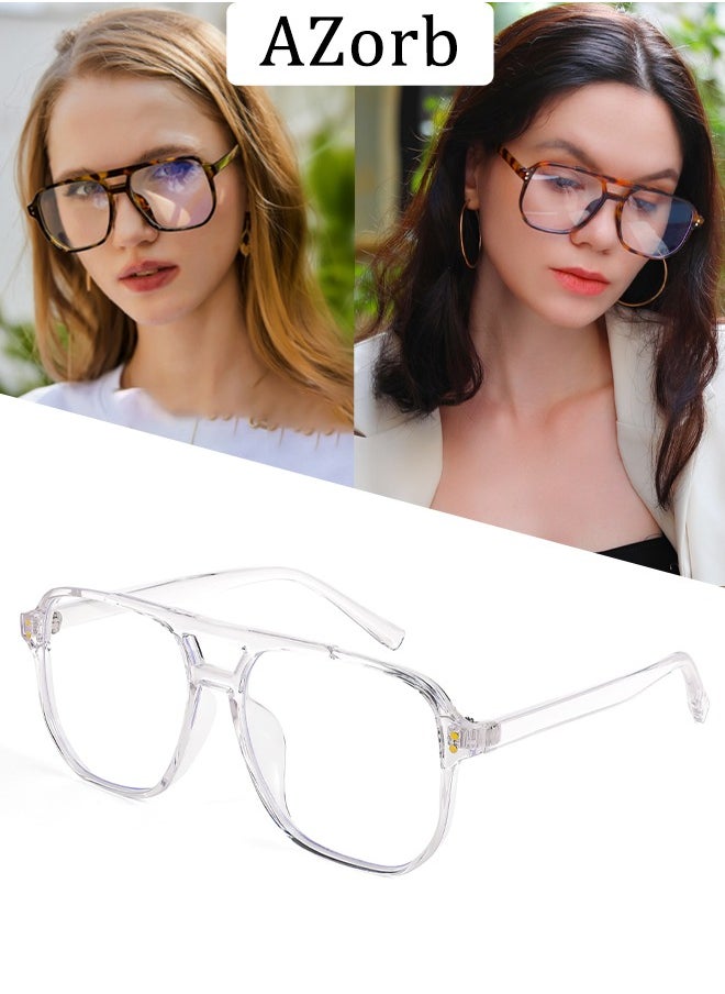 AZorb - Blue Light Glasses for Men Women Clear Lens Eyeglasses Aviator Frame Eye Glasses Blue Light Blocking UV Protection for Reading Gaming Computer TV Phone Glasses Clear - Image 1