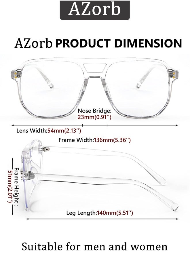 AZorb - Blue Light Glasses for Men Women Clear Lens Eyeglasses Aviator Frame Eye Glasses Blue Light Blocking UV Protection for Reading Gaming Computer TV Phone Glasses Clear - Image 1