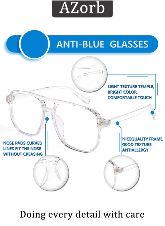 AZorb - Blue Light Glasses for Men Women Clear Lens Eyeglasses Aviator Frame Eye Glasses Blue Light Blocking UV Protection for Reading Gaming Computer TV Phone Glasses Clear - Image 1