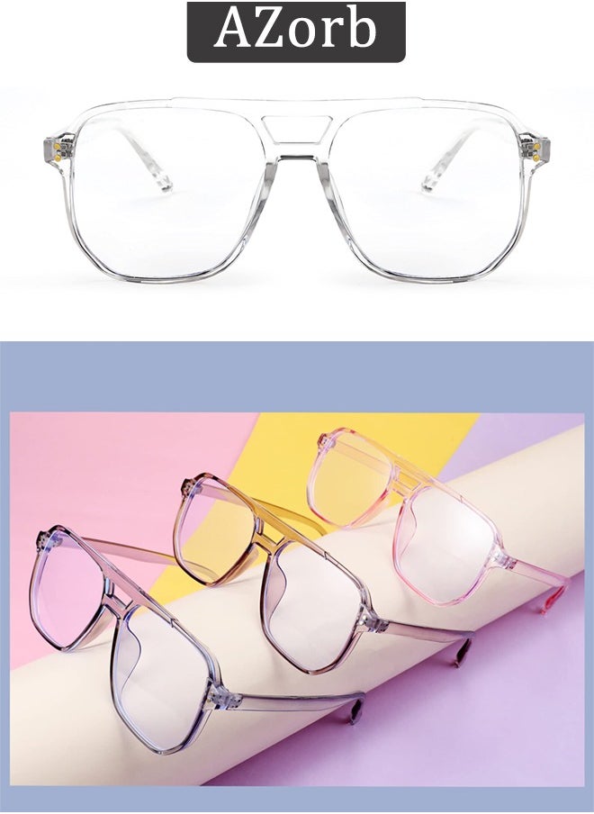 AZorb - Blue Light Glasses for Men Women Clear Lens Eyeglasses Aviator Frame Eye Glasses Blue Light Blocking UV Protection for Reading Gaming Computer TV Phone Glasses Clear - Image 1