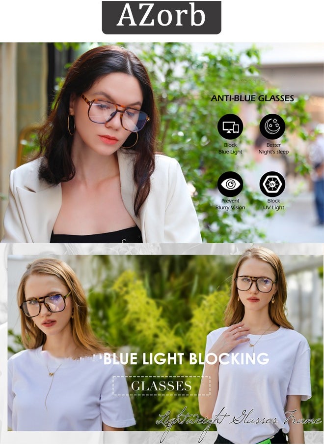 AZorb - Blue Light Glasses for Men Women Clear Lens Eyeglasses Aviator Frame Eye Glasses Blue Light Blocking UV Protection for Reading Gaming Computer TV Phone Glasses Clear - Image 1