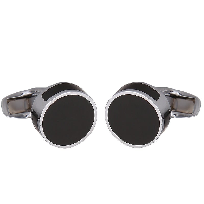 TRIPIN Cufflinks For Men Silver And Black Round Unique Shape Links For Office Corporate Party French Cuff Shirts Shirt Suit Blazer In A Gift Box Tsbzzsil1054 - Image 1