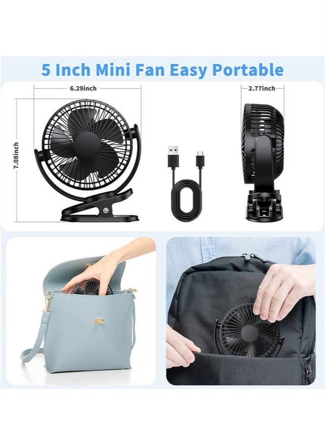 USB Desk Fan,Portable Fan for Travel, USB Rechargeable Small Fan with 2400mAh Battery ,Gear 3Wind Speeds,Air Circulator Silent Personal Fan for Bedroom Bedside Desktop Camp Tent - Image 3