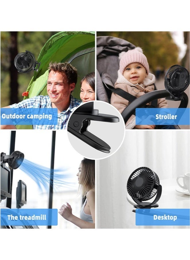 USB Desk Fan,Portable Fan for Travel, USB Rechargeable Small Fan with 2400mAh Battery ,Gear 3Wind Speeds,Air Circulator Silent Personal Fan for Bedroom Bedside Desktop Camp Tent - Image 4