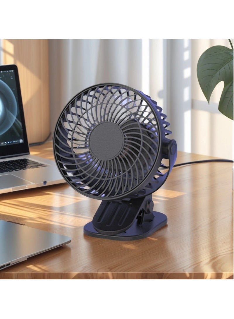 USB Desk Fan,Portable Fan for Travel, USB Rechargeable Small Fan with 2400mAh Battery ,Gear 3Wind Speeds,Air Circulator Silent Personal Fan for Bedroom Bedside Desktop Camp Tent - Image 1