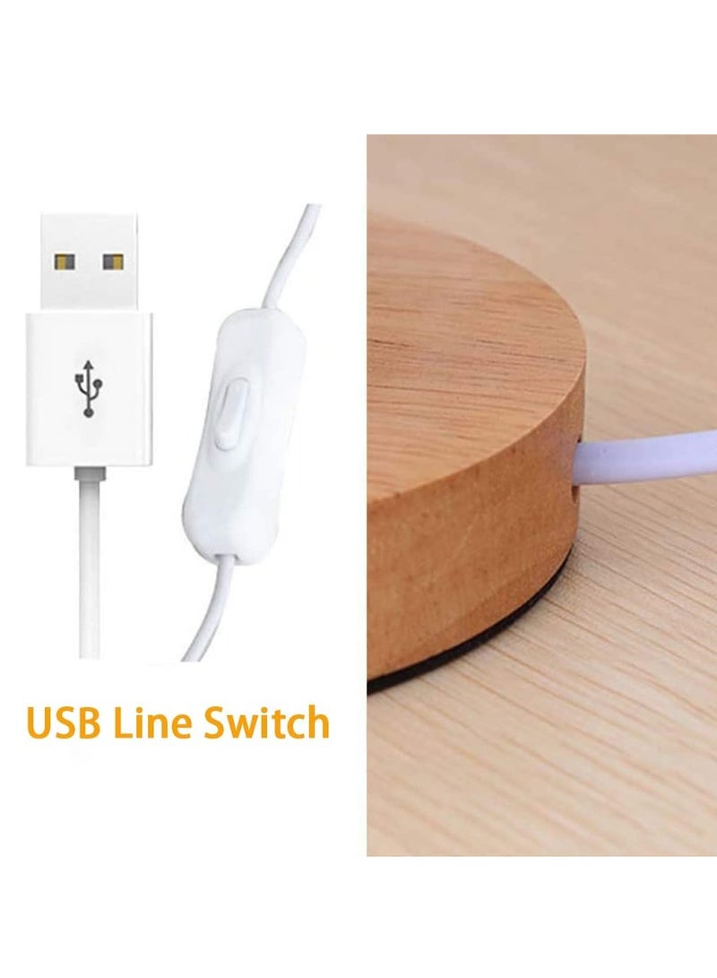 DUNISO Bedside Table Lamp, USB Switch Cable LED Bedrooms Lamps, Nightstand Desk Lamp, Minimalist Solid Wood Round Base With Fabric Shade  - Image 3