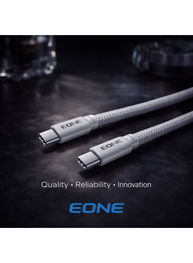 إيون كابل EONE USB-C إلى USB-C، شحن سريع 60 واط، طول 1 متر، كابل من النوع C مضفر من النايلون، شحن سريع بتقنية PD، مزامنة البيانات لأجهزة iPad وMacBook وأجهزة Samsung من النوع C - أبيض - Image 5