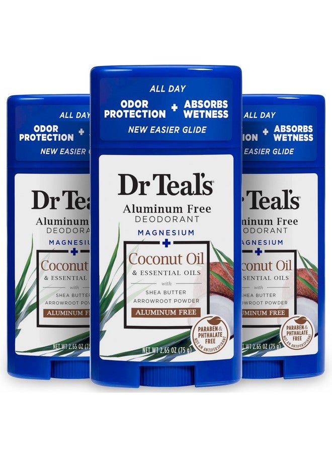 Dr Teal's Dr Teal's Aluminum Free Deodorant, Coconut Oil with Essential Oils, 2.65 oz (Pack of 3) - Image 1
