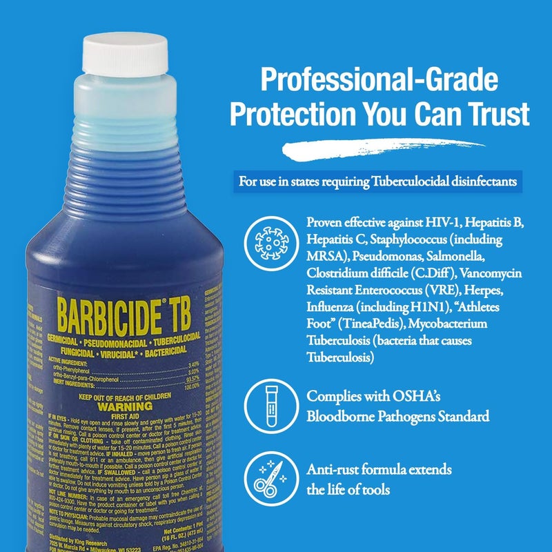 Barbicide Disinfectant Plus, 16 Ounce - Germicidal and Antibacterial Cleaning Solution - Image 3