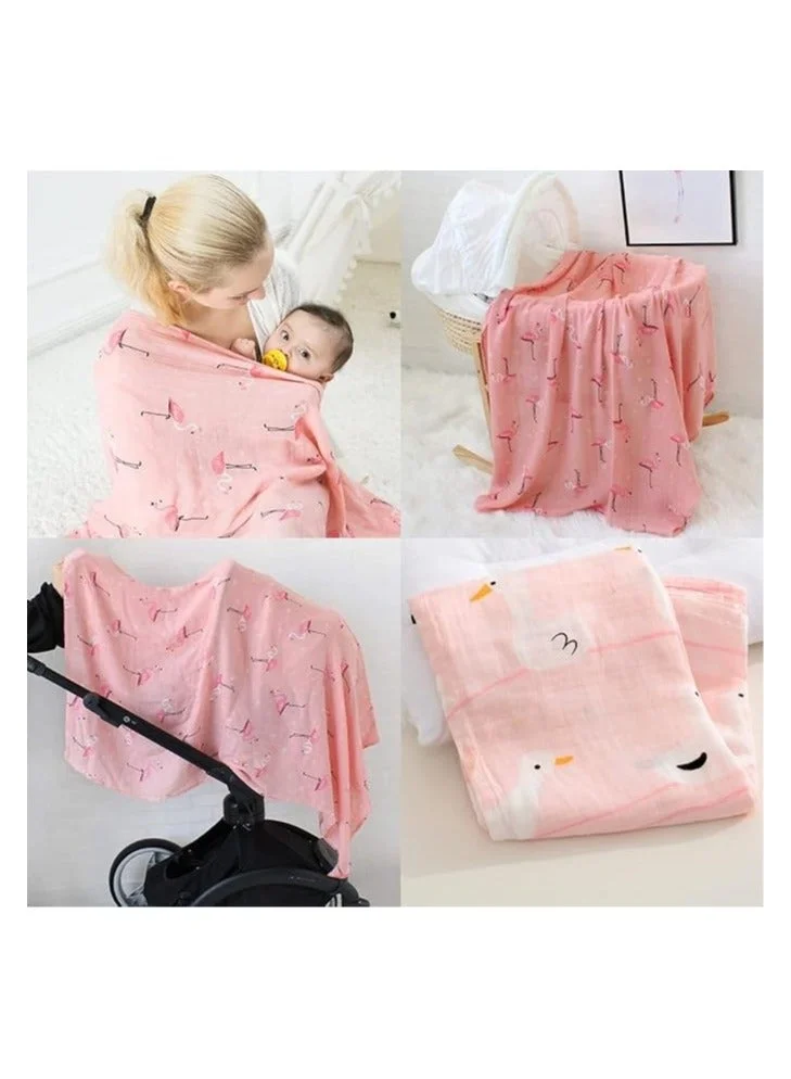 THUGFIT ASSORTED Muslin Swaddle Blanket Towel Baby Wrap, 120x120cm, Ultra Soft 100% Organic Bamboo Cotton, Multi-purpose, Receiving Swaddling Newborn Girls &amp; Boys, Nursing or Stroller Cover, Burp Cloth (3-Pack)