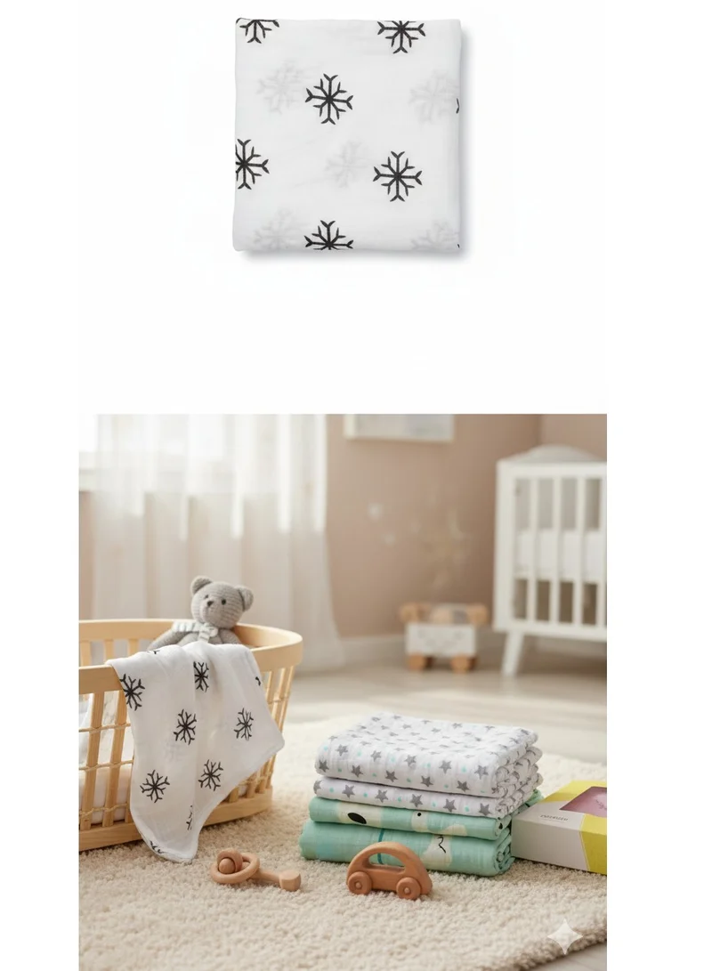 THUGFIT ASSORTED Muslin Swaddle Blanket Towel Baby Wrap, 120x120cm, Ultra Soft 100% Organic Bamboo Cotton, Multi-purpose, Receiving Swaddling Newborn Girls &amp; Boys, Nursing or Stroller Cover, Burp Cloth (3-Pack)