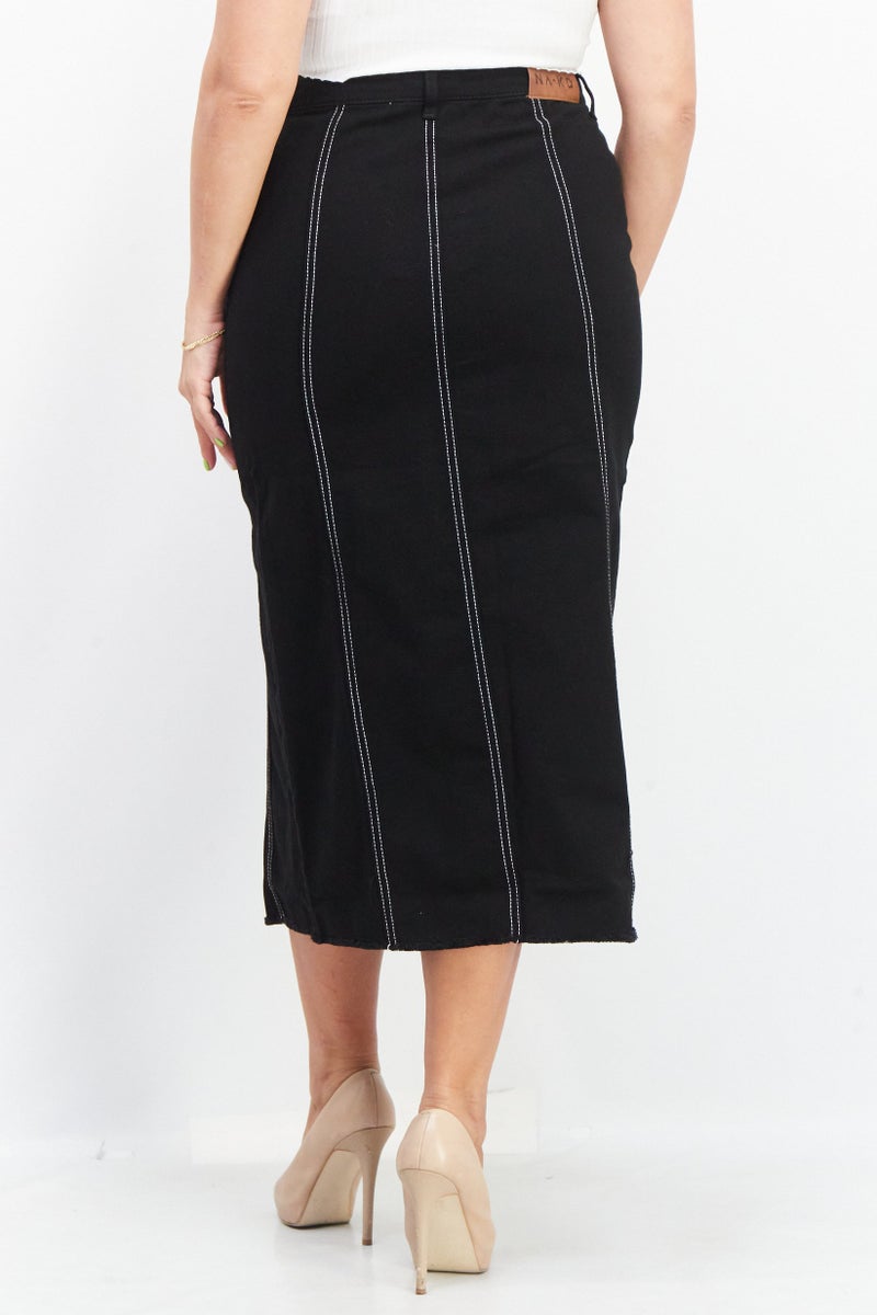 NA-KD Women Pull On Quilted Midi Skirts, Black - Image 4