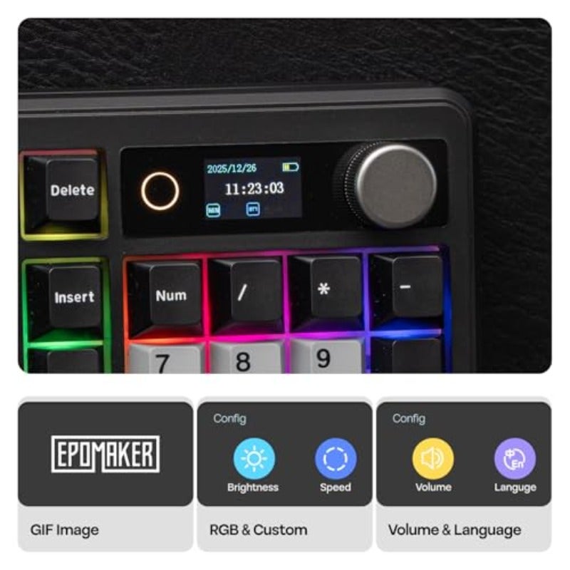 TH99 PRO 96 Mechanical Keyboard with Screen Knob 10000mAh 2.4Ghz BT Hot Swap Custom Driver RGB Backlight PBT Keycap Wireless Gaming Keyboard for PC Mac Black Creamy Jade - Image 3