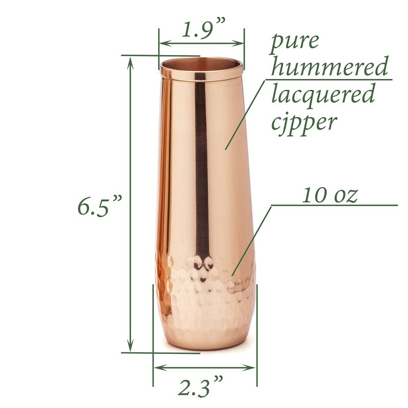 Mosscoff Copper flutes set of 4 - stemless shatterproof champagne flutes of solid copper - Moscow mule copper flute - 7th Copper Wedding - Image 2