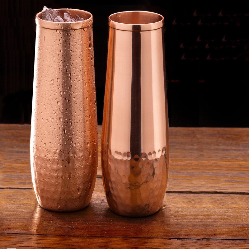 Mosscoff Copper flutes set of 4 - stemless shatterproof champagne flutes of solid copper - Moscow mule copper flute - 7th Copper Wedding - Image 3