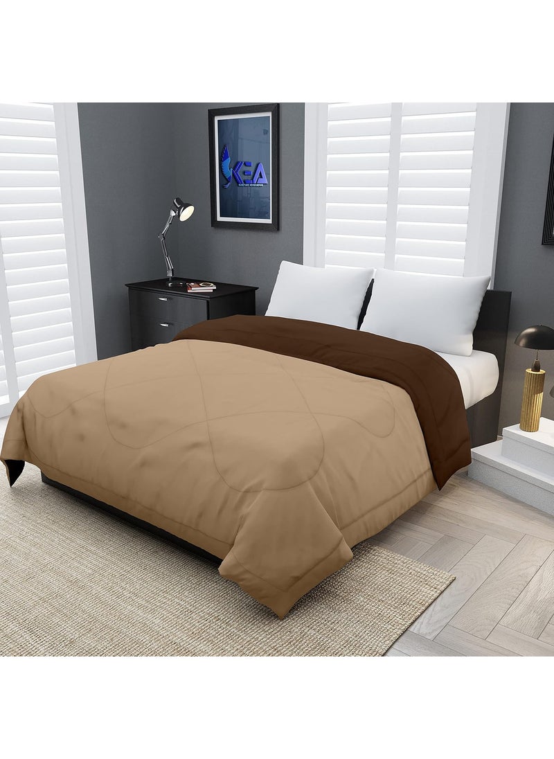 KEA KEA Microfibre Reversible Single Bed ComforterDuvet for All Weather Taupe Brown 250GSMComforter Single  - Image 1