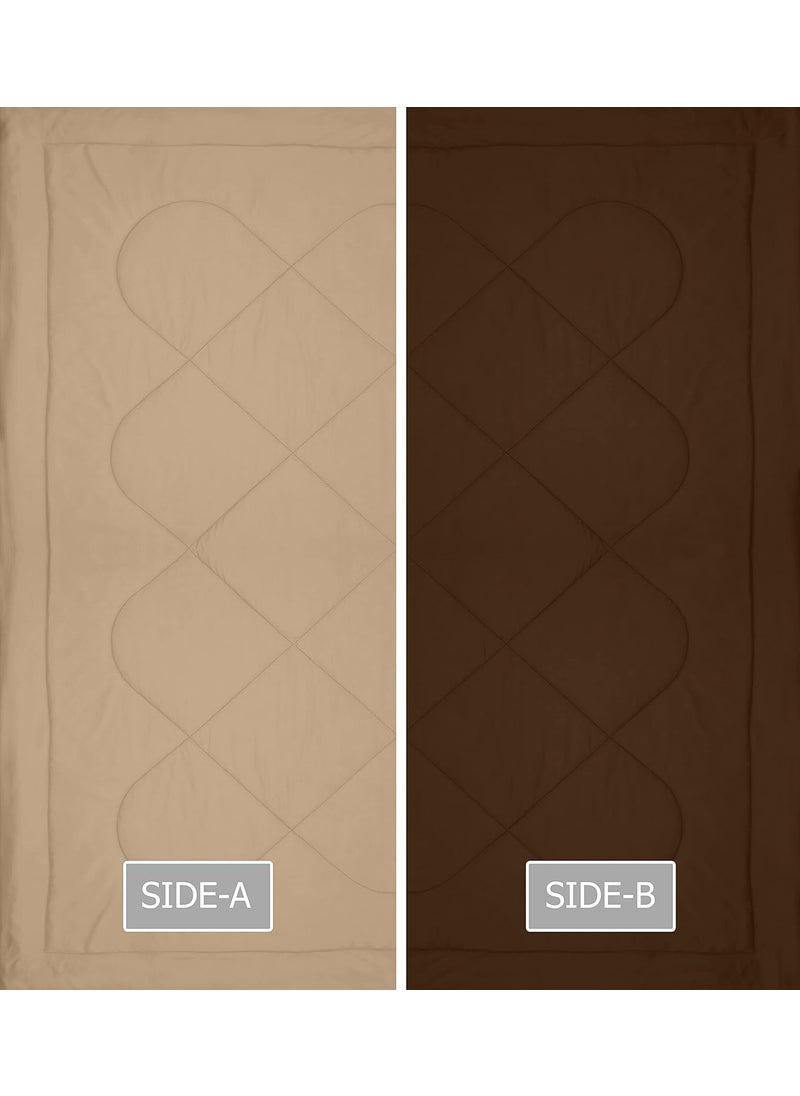 KEA KEA Microfibre Reversible Single Bed ComforterDuvet for All Weather Taupe Brown 250GSMComforter Single  - Image 5
