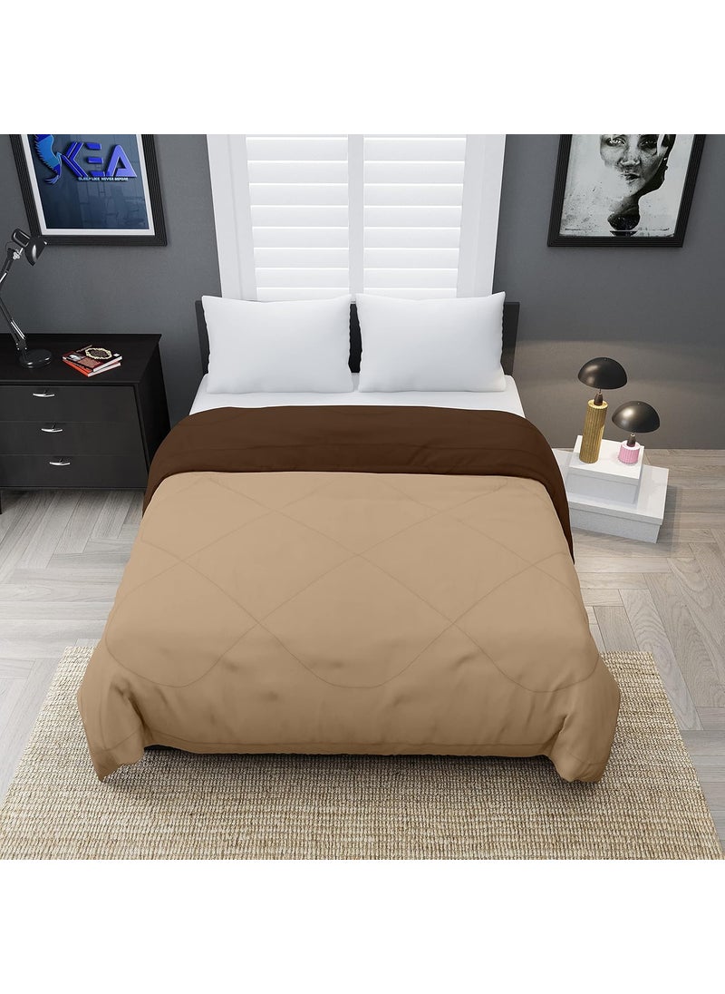 KEA KEA Microfibre Reversible Single Bed ComforterDuvet for All Weather Taupe Brown 250GSMComforter Single  - Image 3