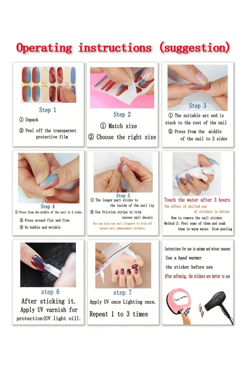 اظافر مزيفه لاصق اظافر مزيفه للقدمين باللون العنابي مجموعه من 22 ملصق تصميم يناسب جميع أشكال أظافر القدم بسهولة. - Image 5