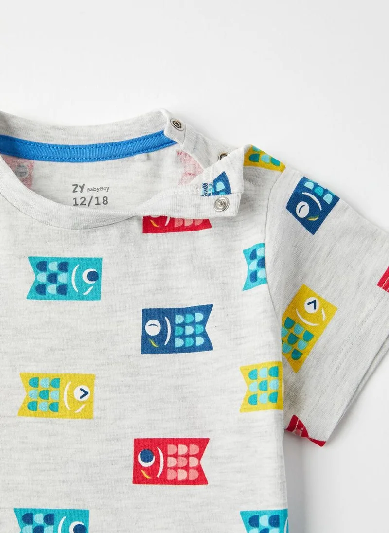 Zippy 2 T-Shirts for Baby Boys 'Fish', Blue/Grey