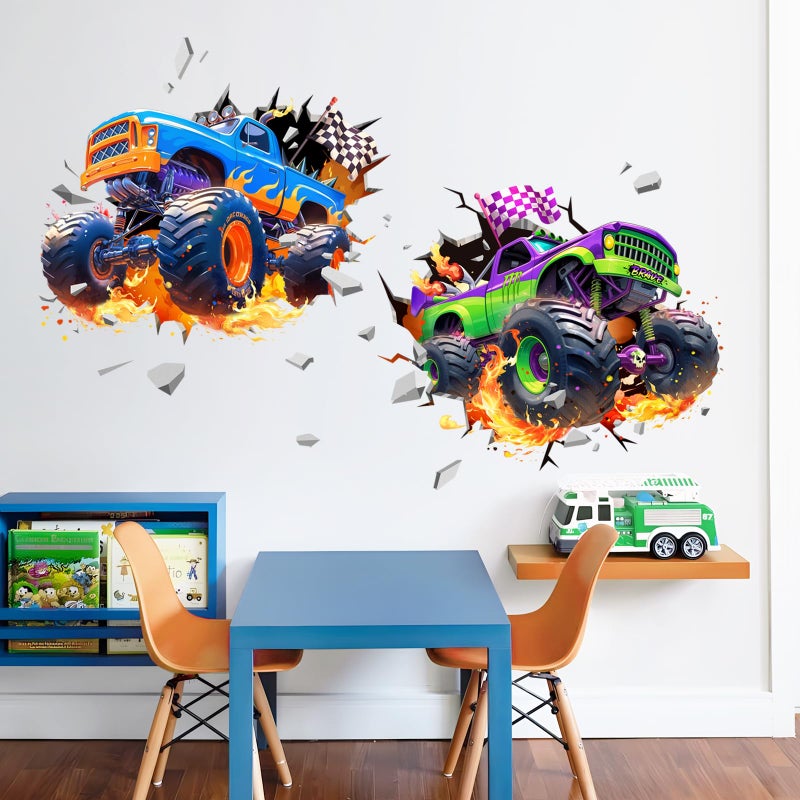 Decvictor 3D Racing Car Wall Decals, Truck Vehicles Wall Stickers Ball Games Peel and Stick Decal Self Adhesive Sticker for Boys Kids Room Home Decor - Image 5