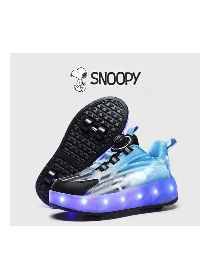 Snoopy Children's Mesh Breathable Flashing Light Sport Roller Skating Knob Ice Skates  - Image 1