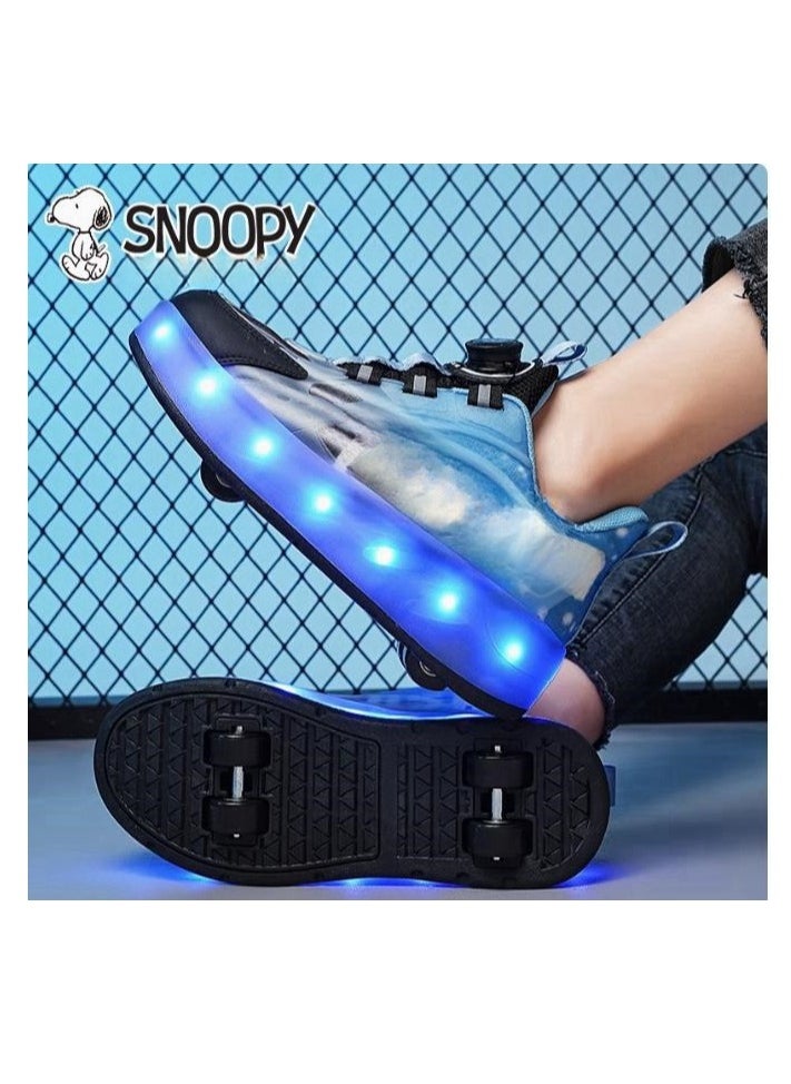 Snoopy Children's Mesh Breathable Flashing Light Sport Roller Skating Knob Ice Skates  - Image 2