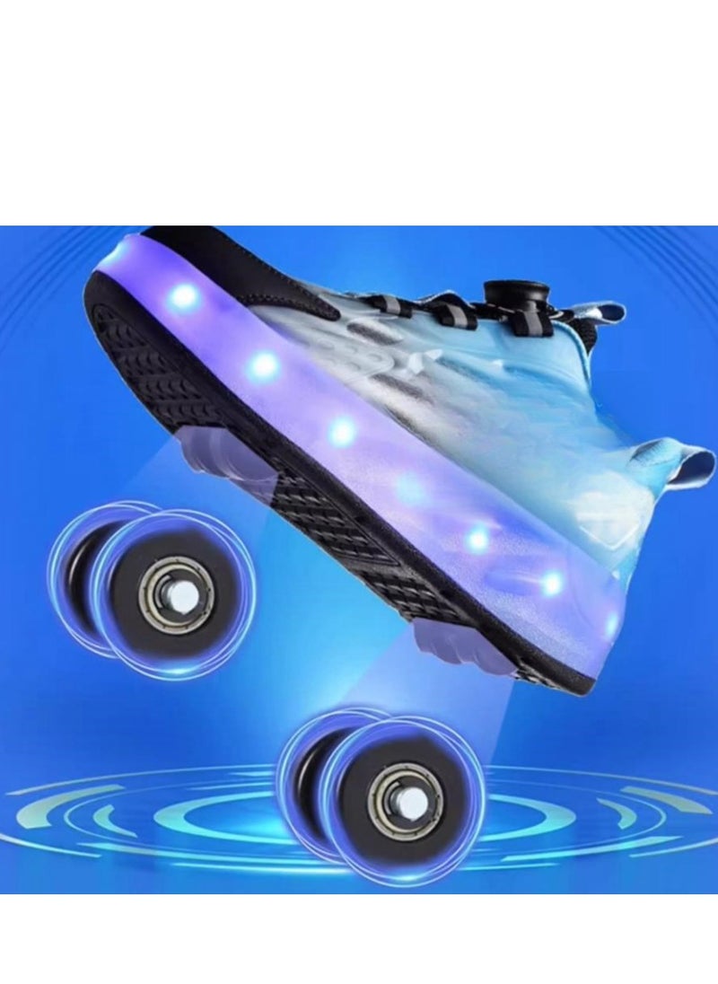 Snoopy Children's Mesh Breathable Flashing Light Sport Roller Skating Knob Ice Skates  - Image 3