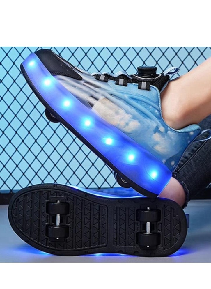 Snoopy Children's Mesh Breathable Flashing Light Sport Roller Skating Knob Ice Skates  - Image 5