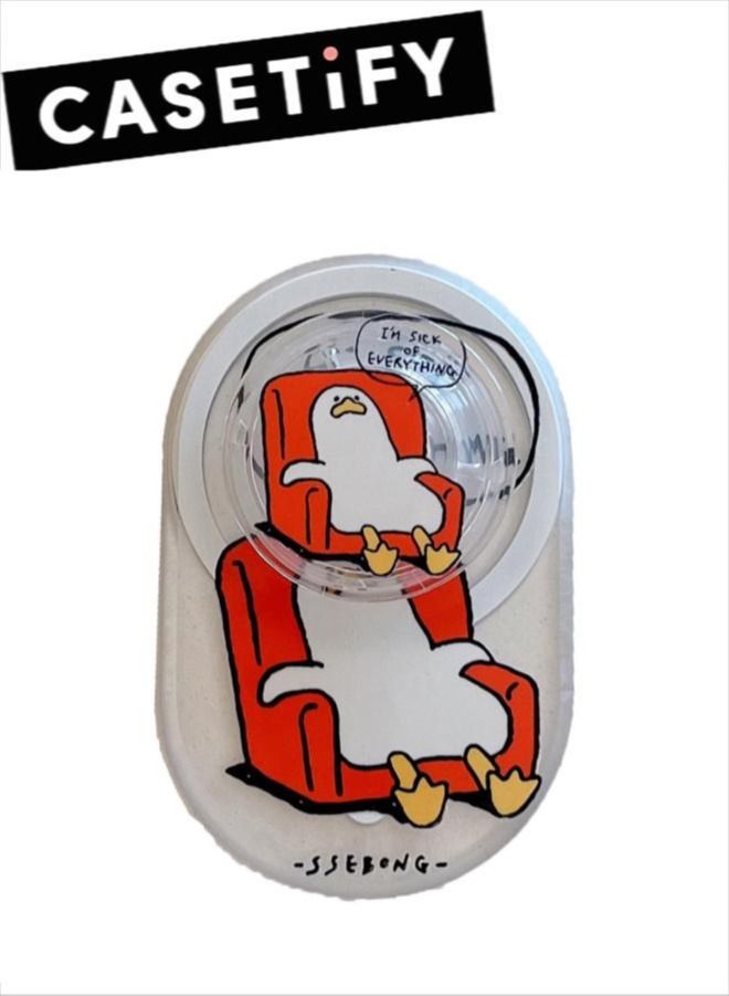 Casetify Decadent Duck Phone Grip Stand Compatible with MagSafe, MagSafe Phone Grip Holder, Wireless Charging Compatible White/Red - Image 1