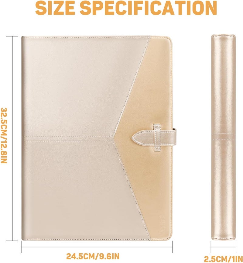 Toplive Executive Resume Padfolio Folder Business Portfolio Interview Presentation Legal Writing Pad Organizer with Card Holder Document Sleeve for Men Women, Gold - Image 3