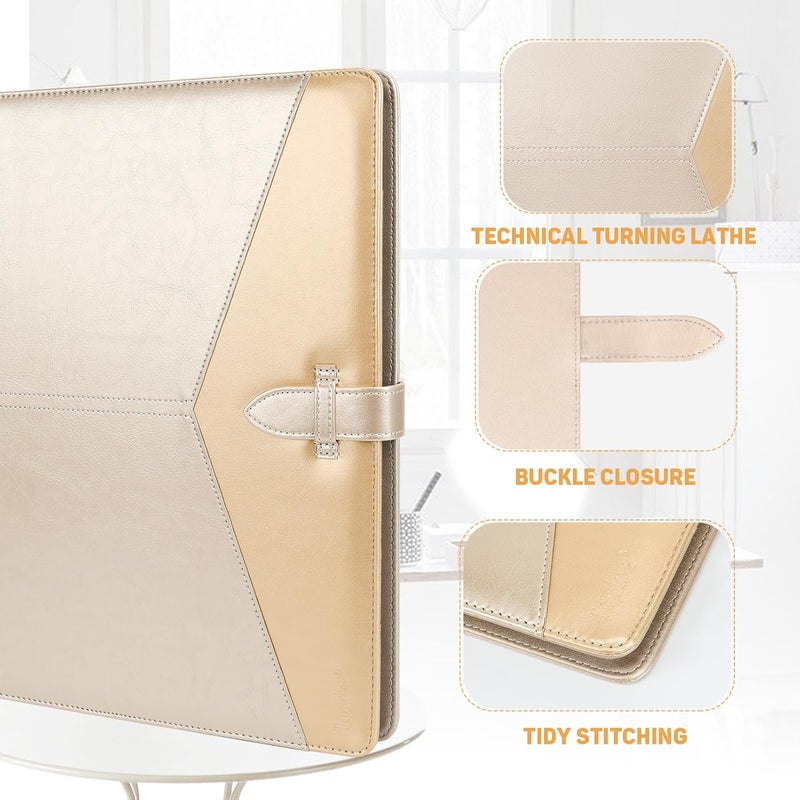 Toplive Executive Resume Padfolio Folder Business Portfolio Interview Presentation Legal Writing Pad Organizer with Card Holder Document Sleeve for Men Women, Gold - Image 5