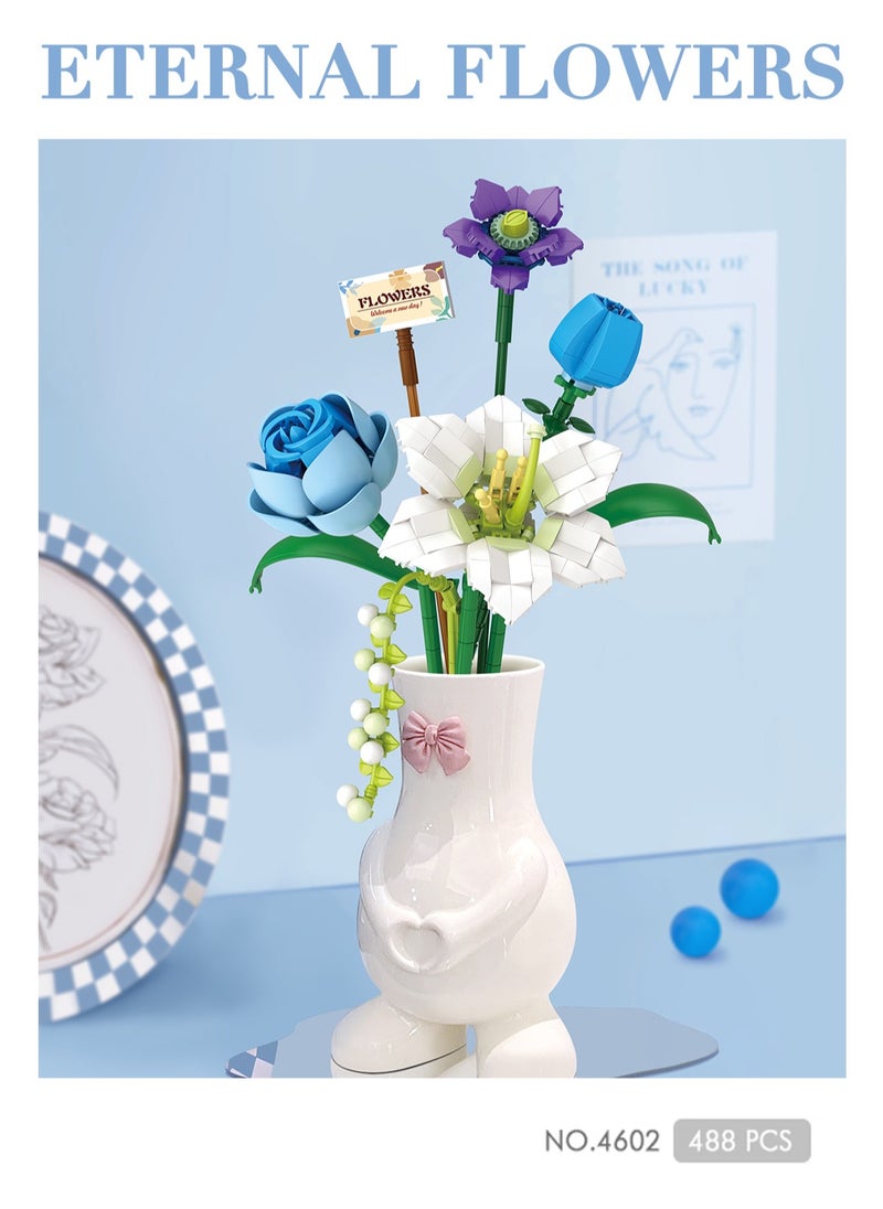 2024 New Mini Blocks Flower Bouquet Building Sets, Artificial Flowers Building Blocks, Decoration Home, 488 Pcs Botanical Collection for Adults, Not Compatible with Lego