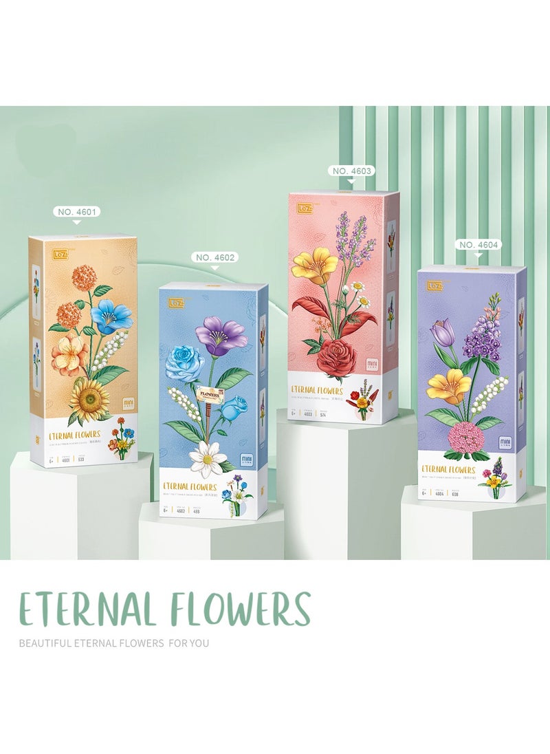 2024 New Mini Blocks Flower Bouquet Building Sets, Artificial Flowers Building Blocks, Decoration Home, 488 Pcs Botanical Collection for Adults, Not Compatible with Lego