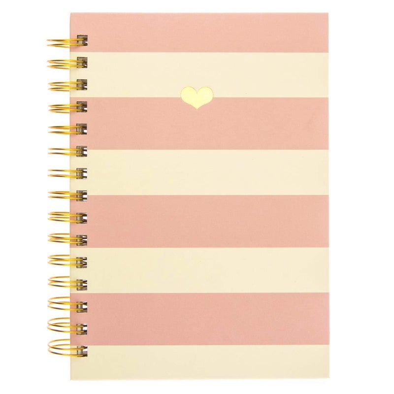Graphique Hardbound Spiral Journal | Heart of Gold Pink Stripe Design | Premium Paper | Notebook | Diary | Lists | Record Month and Date | Great Gift | 160 Ruled Pages | 6.25” x 8.25” - Image 3