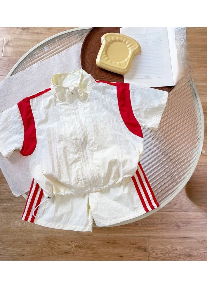 Boys' Stylish Short Sleeved Splicing Two-Piece Set - Image 1