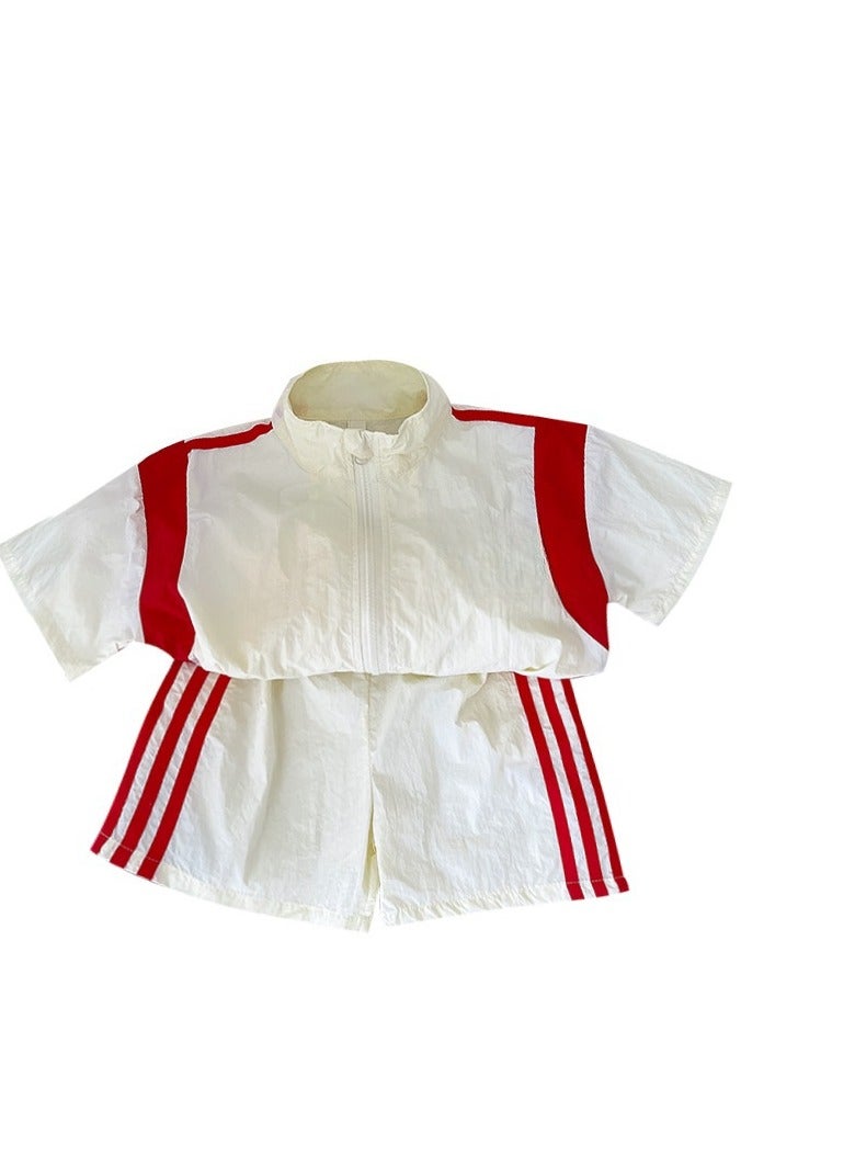 Boys' Stylish Short Sleeved Splicing Two-Piece Set - Image 2