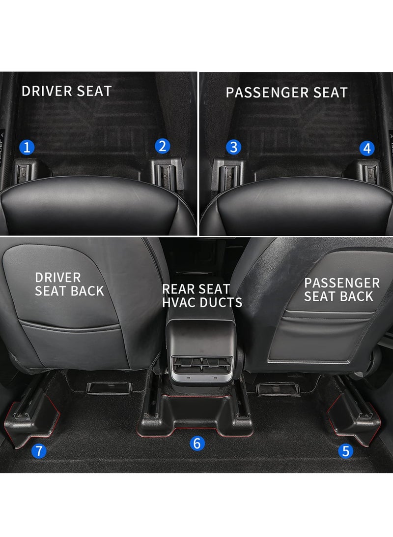 Fit Tesla Model Y Seat Slide Rail Cover Pad Protector Under Seat Track Anti-Kick Scuff Plates Wrap Kit Accessories(7 Pcs) - Image 2