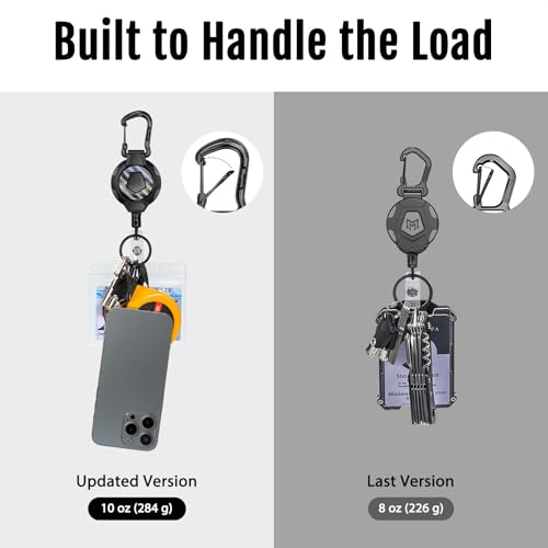 MNGARISTA Heavy Duty Retractable Keychain Lanyard,10 OZ Retraction 31.5" Stainless Steel Cable, 2 Pack Carbon Fiber Badge Reel ID Holder with Tactical Carabiner Clip for Work Officer Security Staff - Image 2