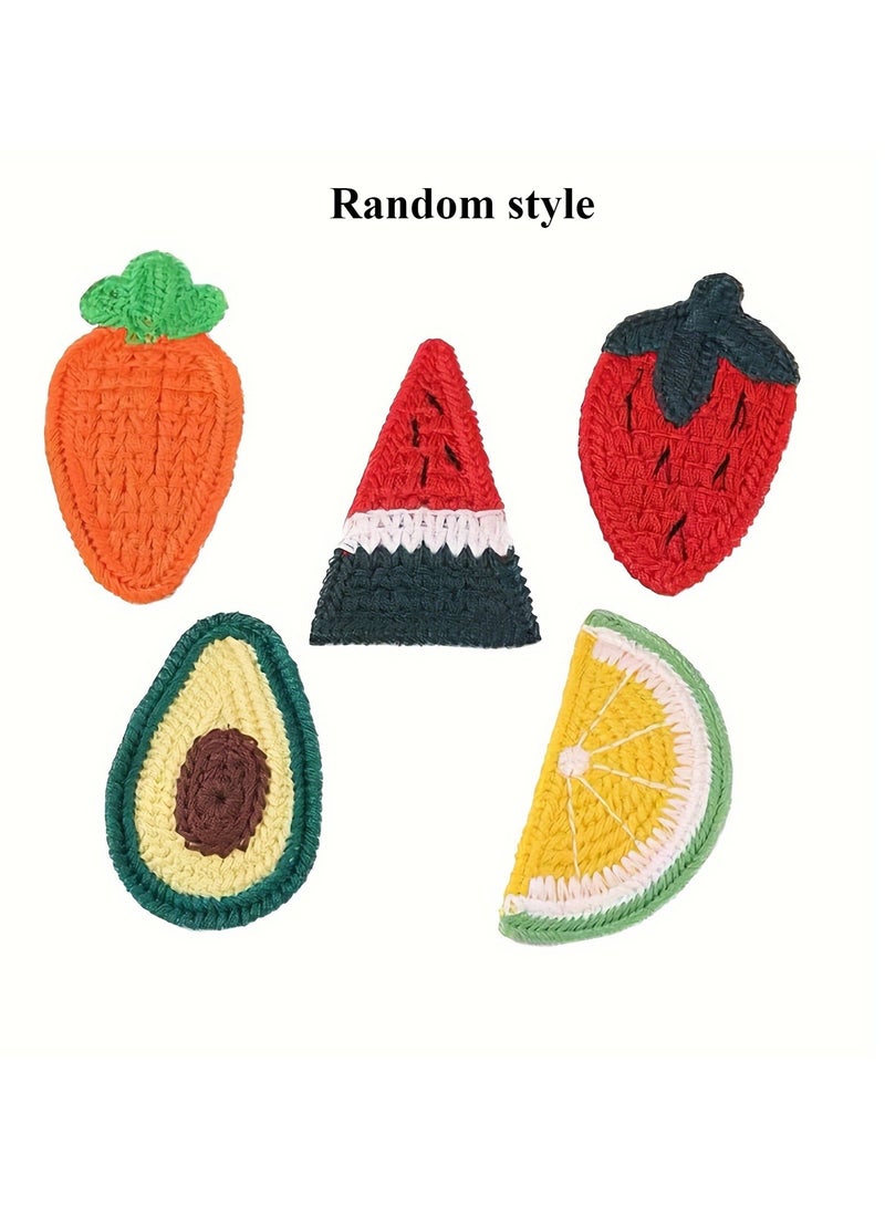 5-Piece Set Knitted Colorful Cute Fruit Hair Clips, Handmade Crochet Fruit Hair Accessories, Avocado Hairpins for Girls, Teens, and Women, Fabric Craft Hair Decor（random style） - Image 2