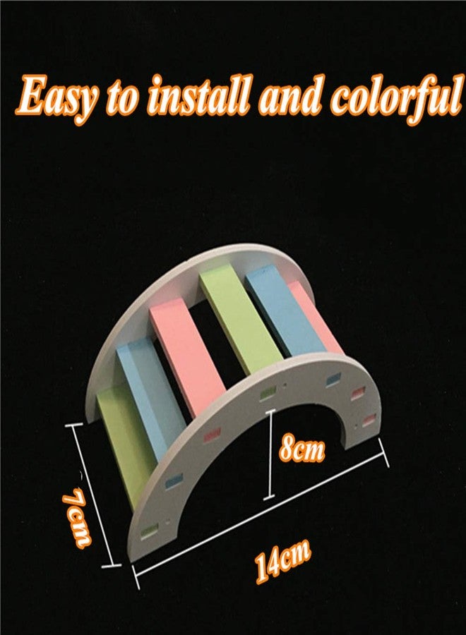 زيسويل مجموعة ألعاب الهامستر من زسويل: جسر خشبي، مجموعة تسلق بألوان قوس قزح، عجلة تمارين، دوار صامت، طبق طائر للهامستر - Image 3