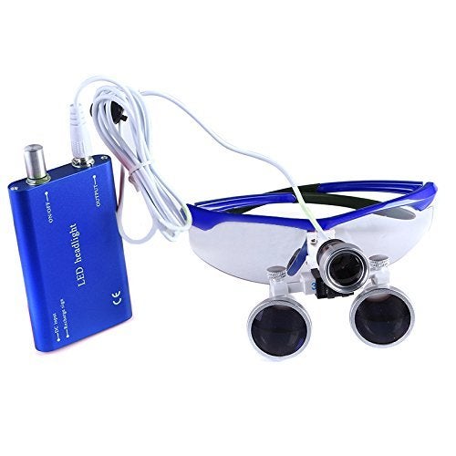 Bestlife Bestlife 3.5x420mm Dental Medical Binocular Loupes with Head Light Lamp (Blue)  - Image 1