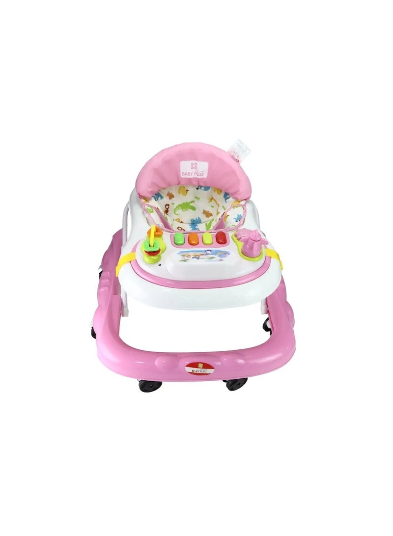 Baby Plus Multi-Functional Baby Walker Musical Walker With Adjustments Positions White & Pink