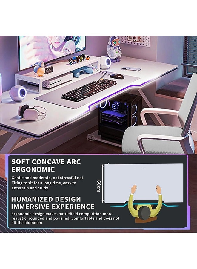 يواوليتي يوولتي مكتب كمبيوتر مكتبي للألعاب 1.4 متر/55.1 بوصة ، مكتب مكتب منزلي مريح ، طاولة ألعاب كمبيوتر ، محطة عمل لفكرة الهدايا (أبيض ، 140 سم * عرض 60 سم * ارتفاع 75 سم) - Image 4