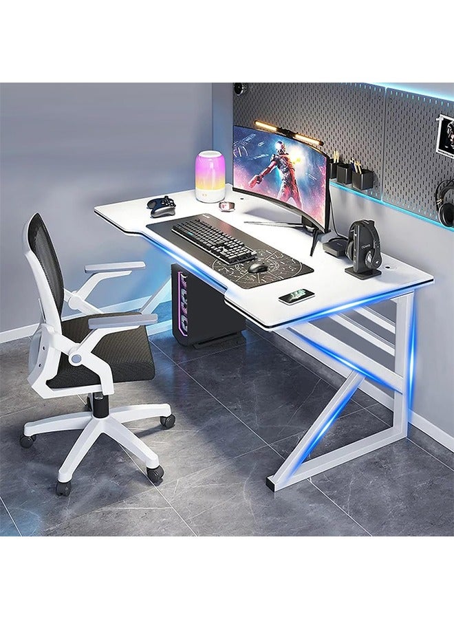 يواوليتي يوولتي مكتب كمبيوتر مكتبي للألعاب 1.4 متر/55.1 بوصة ، مكتب مكتب منزلي مريح ، طاولة ألعاب كمبيوتر ، محطة عمل لفكرة الهدايا (أبيض ، 140 سم * عرض 60 سم * ارتفاع 75 سم) - Image 1