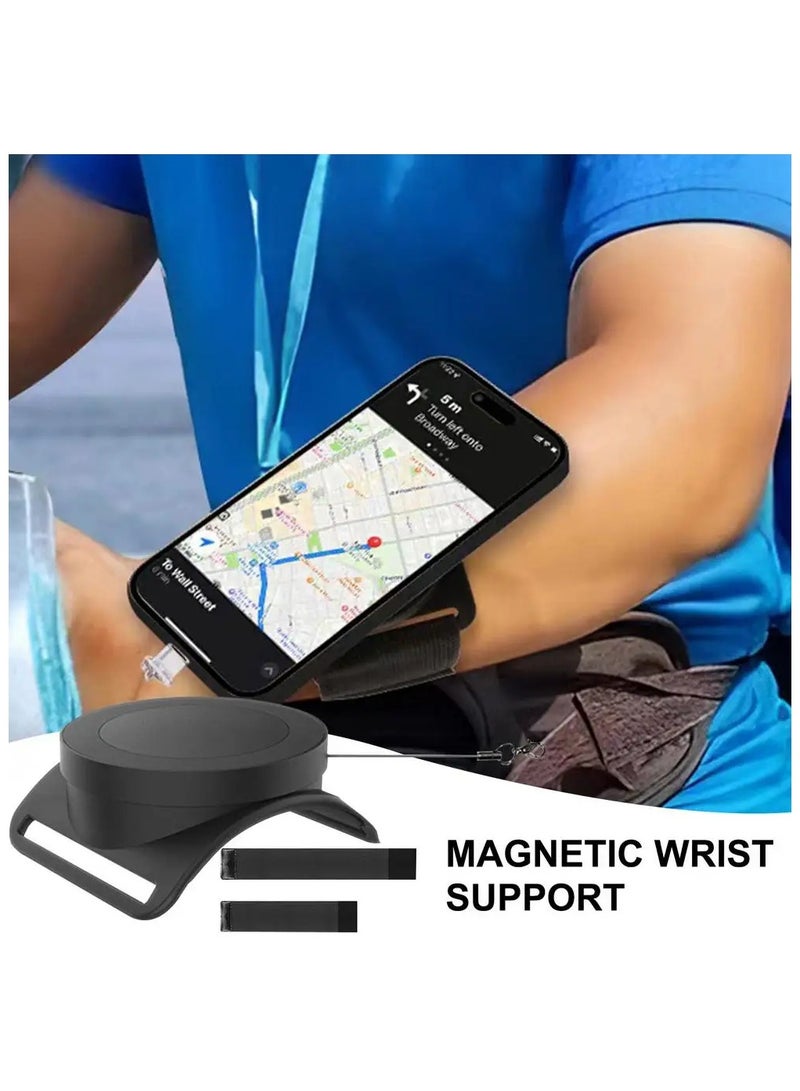 Generic Wrist Phone Holder Anti-Drop Cell Phone Rack Armband 360° Rotating Magnetic Wristband Phone Holder for Running Cycling Outdoor Activities  - Image 4