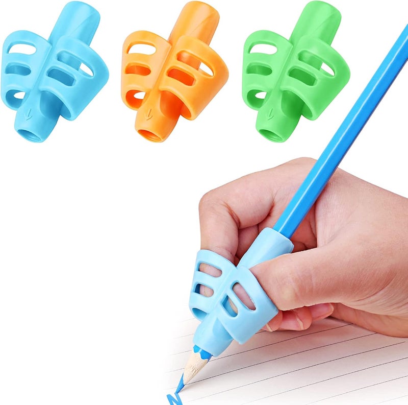 DMFLY Pencil Grips, Pencil Grips for Kids Handwriting, Children Pen Writing Aid Grip Set Posture Correction Tool for Kids Preschoolers Children, Hollow Ventilation Design, 3 Pack - Image 1
