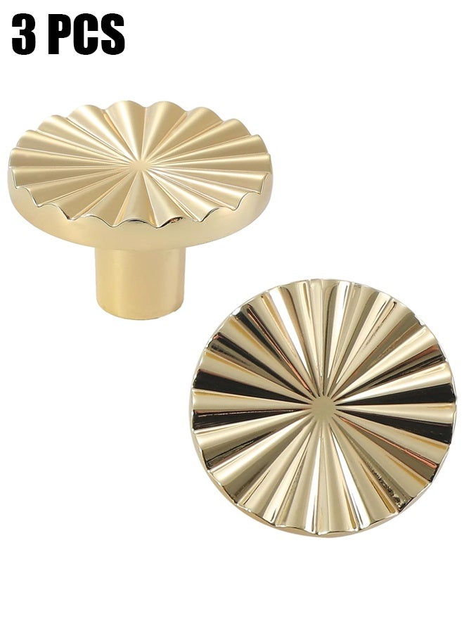 اتش واي 3 عبوات من مقابض الخزانة الذهبية خزانة المطبخ تسحب مع أدراج خزانة عتيقة مقابض درج خزانة ملابس مقابض خزانة المطبخ (ثقب واحد ، 3 عبوات ، ذهبي لامع) - Image 1